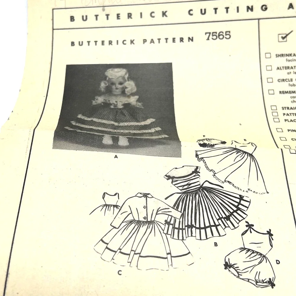 Butterick Vintage Pattern #7565 Doll Wardrobe14